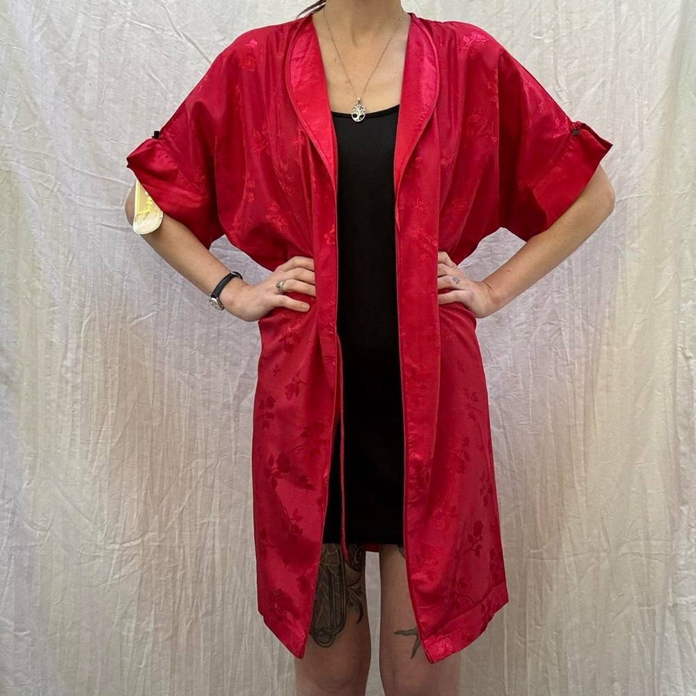 Red Floral Robe Vintage 90s New With Tags‎